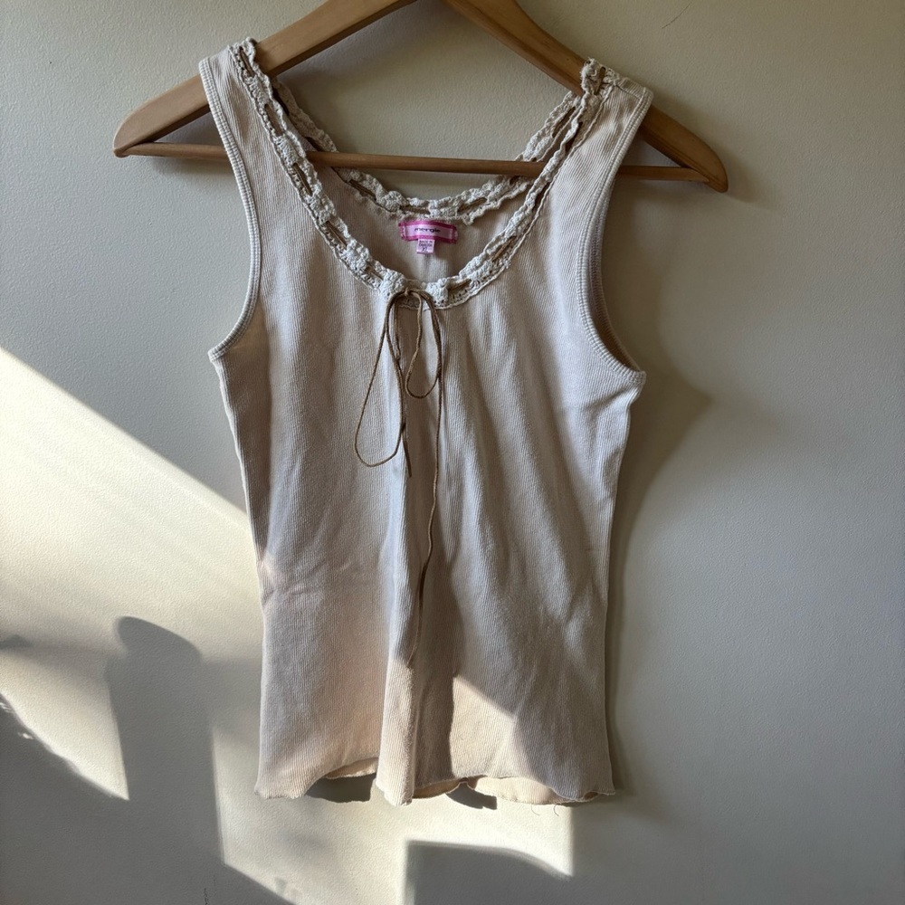 Energie Cream Lace-Trim Tank Top